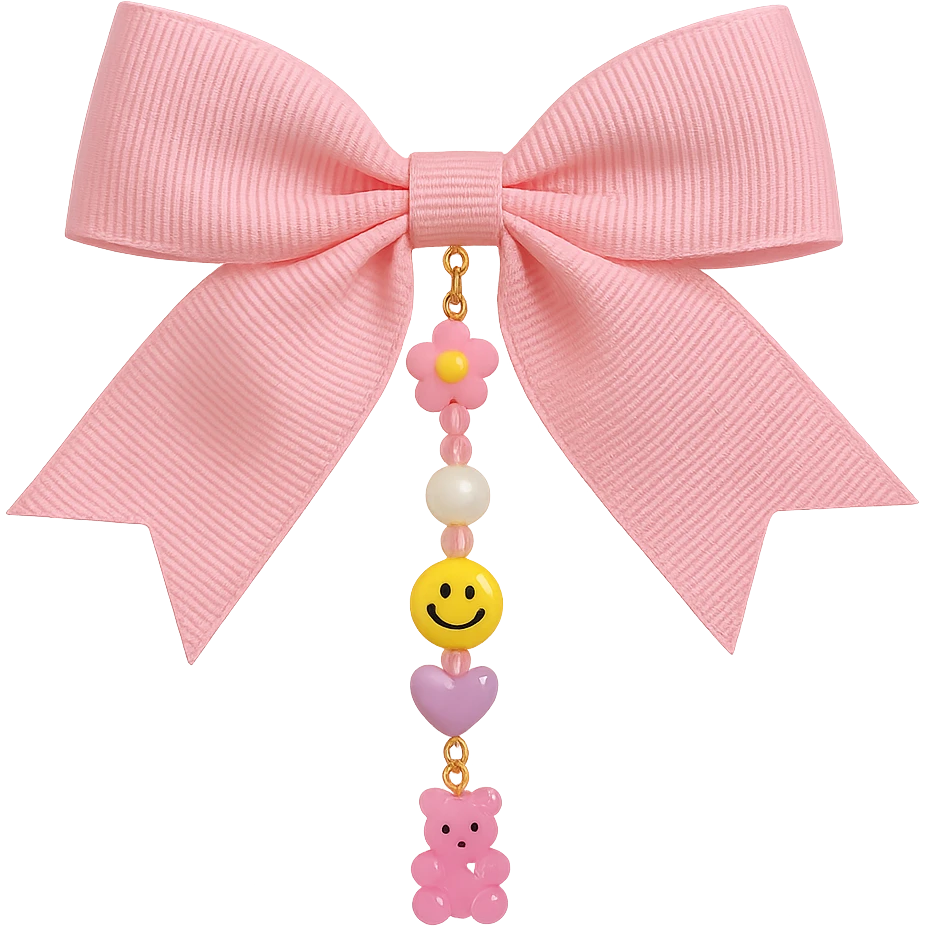 kpop bow with tiny charms and beads, cute and trendy, remove background emoji