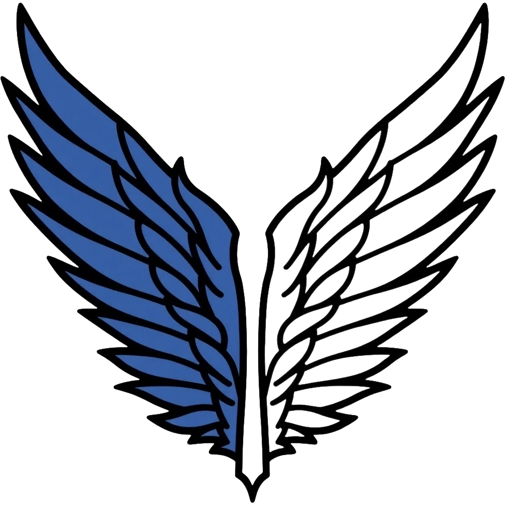 Survey Corps logo from Attack on Titan, Wings of Freedom emblem, overlapping blue and white wings emoji
