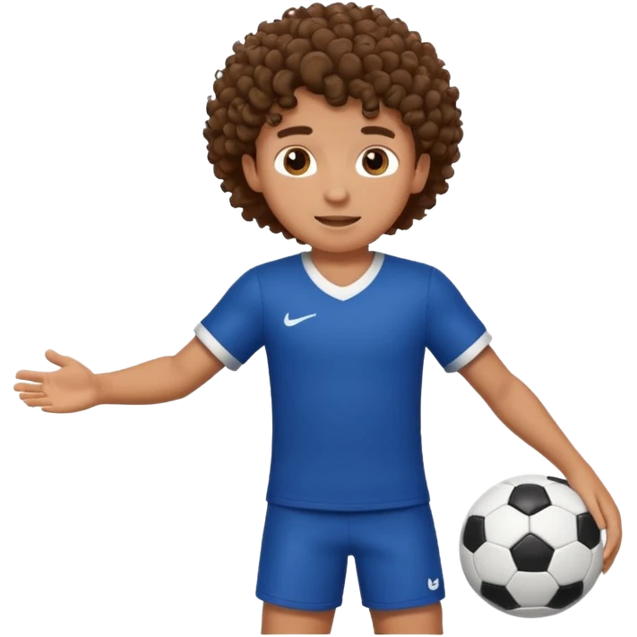 Boy with curly hair playing football  emoji