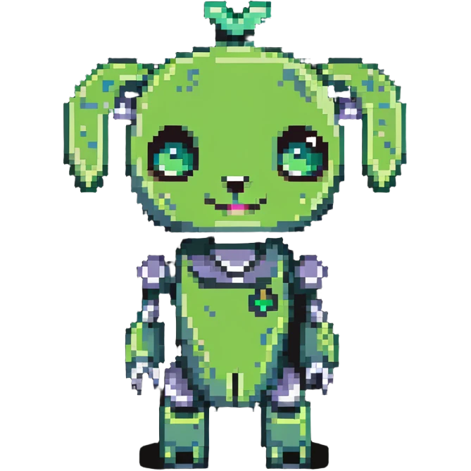 cute GIR robot from Invader Zim in green dog costume emoji