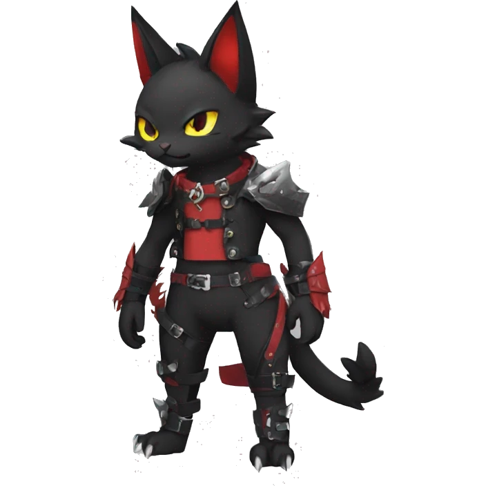cool edgy cute black punk red fantasy nargacuga-bat-cat-Fakemon collar harness full body emoji