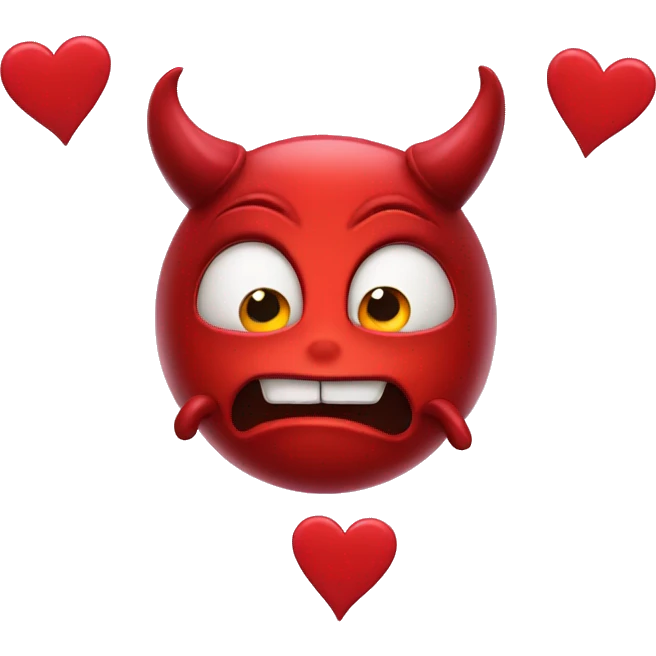 Devil with nice expression and hearts around it emoji