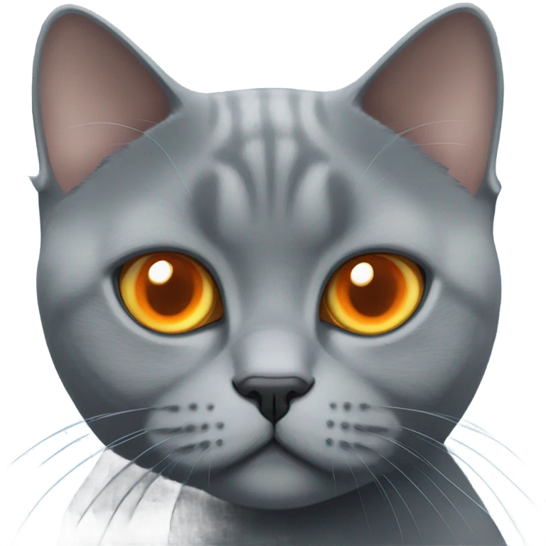 blue british shorthair cat with orange eyes emoji