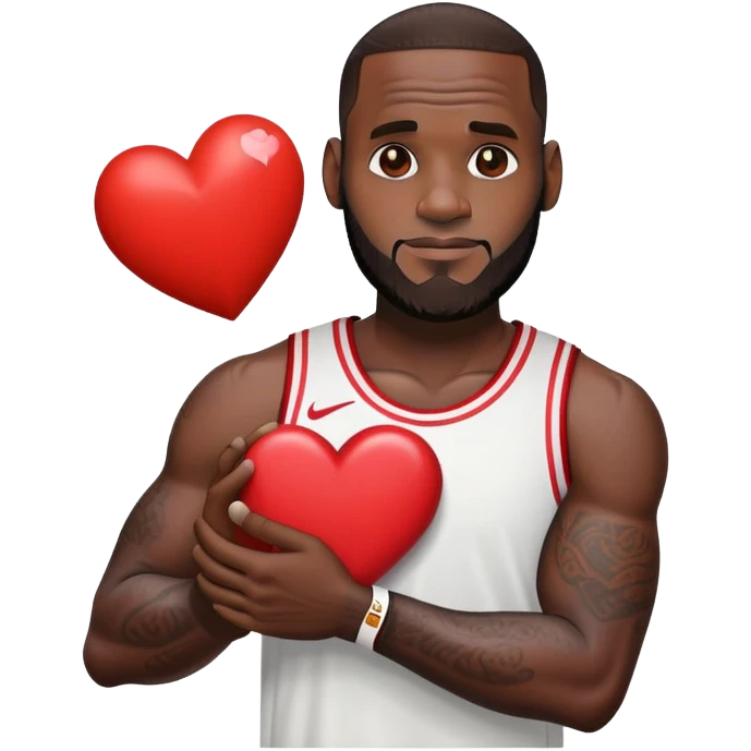 lebron james holding heart emoji