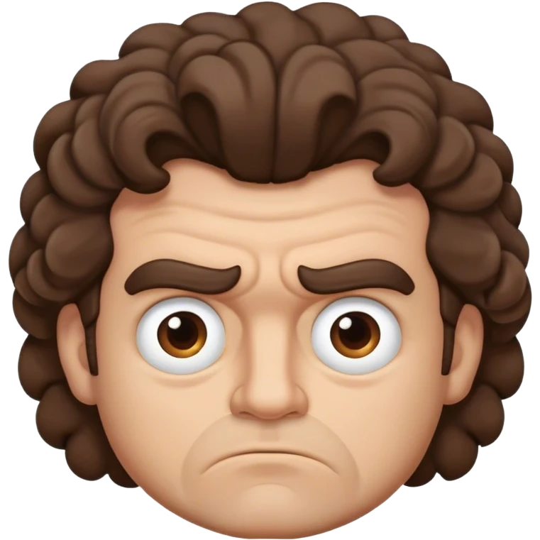 grumpy Man with mediumcurl brown hair without moustache emoji
