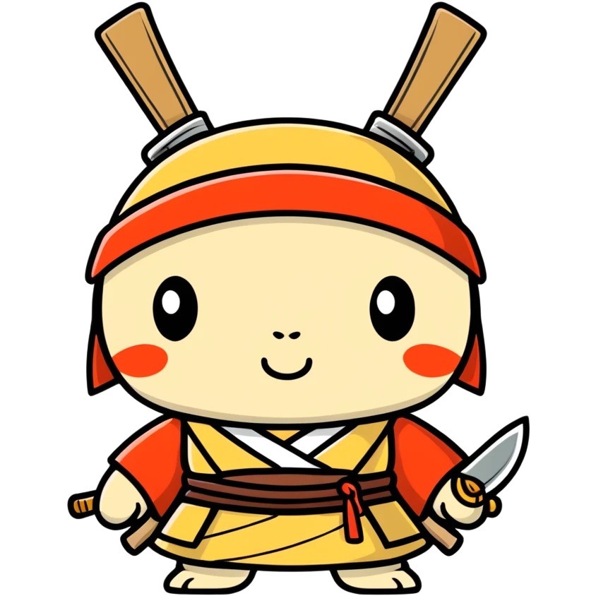 A peanut wearing samurai clothing  emoji