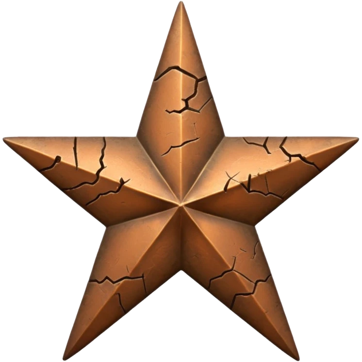 Concept: A single, bronze-colored military star (like a Bronze Star or a general's star) that is slightly faded or has a "crack" graphic running through it.

Color: Faded bronze or dark gold. emoji