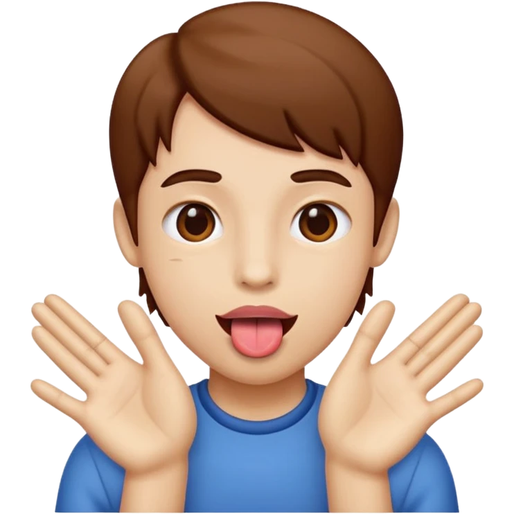 Tounge out and hands to the side emoji