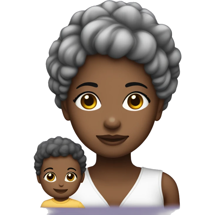 Mãe negra com bebê branco no colo emoji