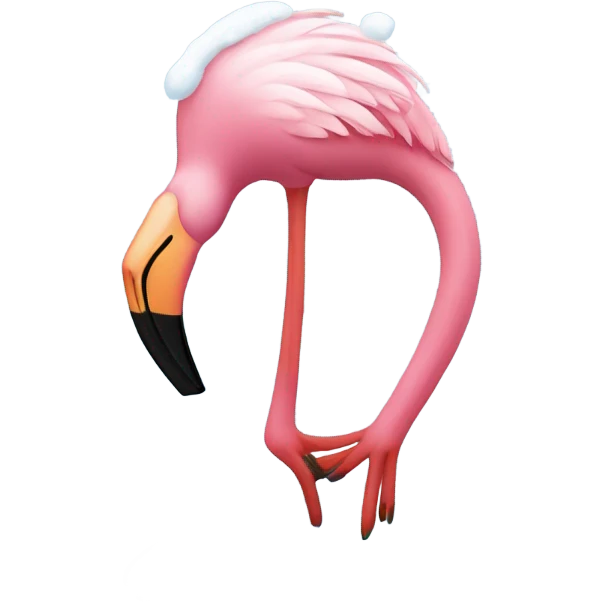 Flamingo wearing a tube and snow emoji