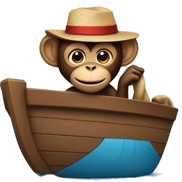 Monkey on a boat with a hat emoji