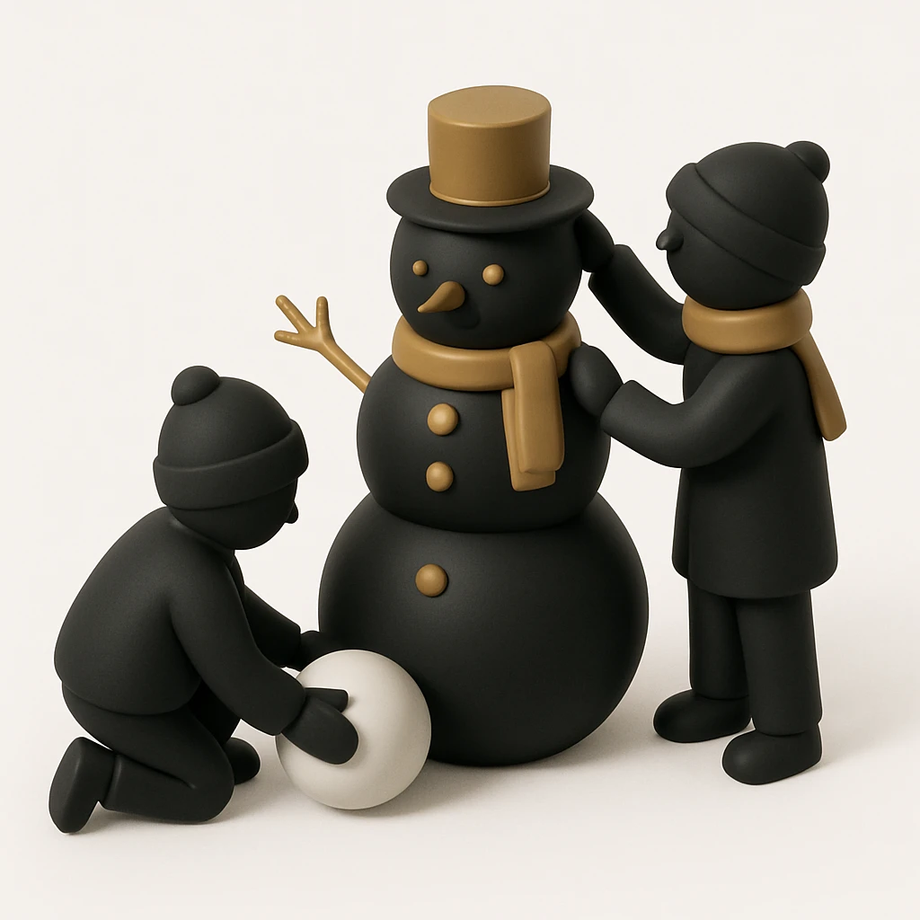 people making a snowman emoji