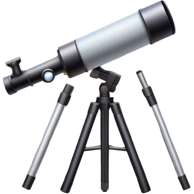 An icon featuring a telescope, stars, and a planet, symbolizing astronomy. The design includes a crescent moon, distant galaxies, and constellations, representing the study of space and celestial bodies. Transparent background highlights the exploration of the universe and cosmic phenomena. emoji
