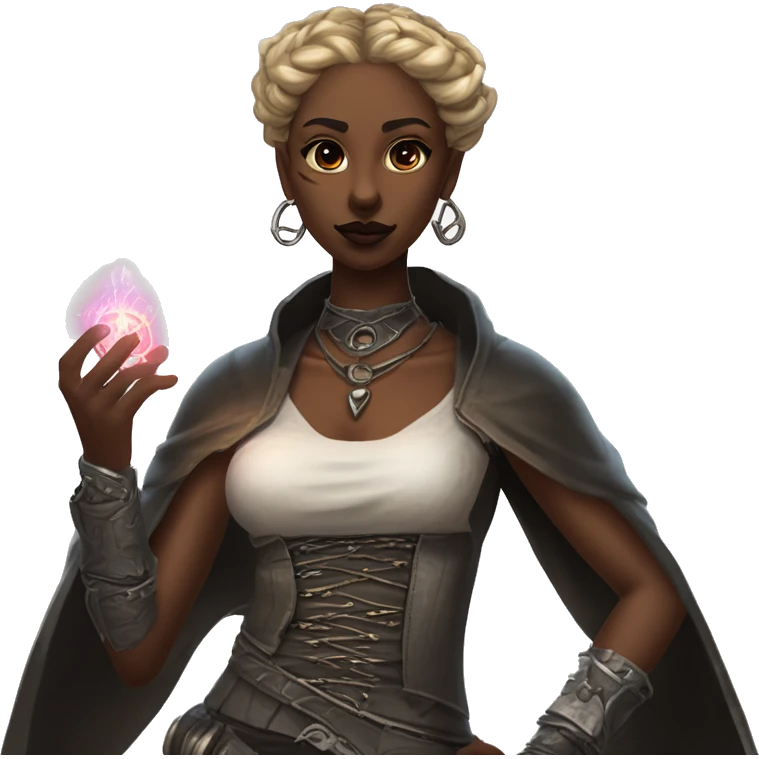 "Technomancy is the use of magic or mystical powers to control and manipulate technology” + "It's kind of like cyberpunk magic or how in some games, characters hack into systems using magic." 🖥️⚡🧙‍♂️ Make a ancient vampire technomancy goddess emoji