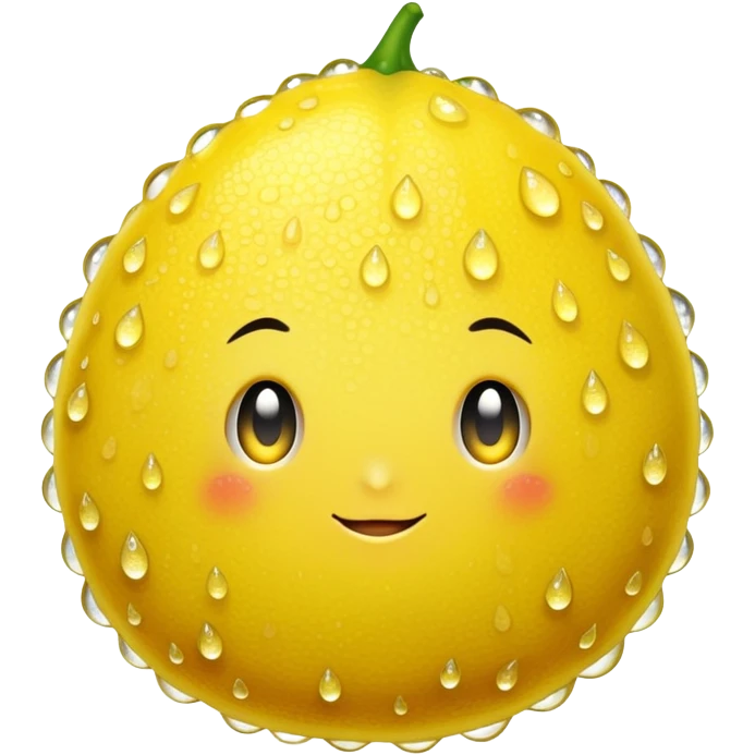 a lemon covered in dewdrops emoji