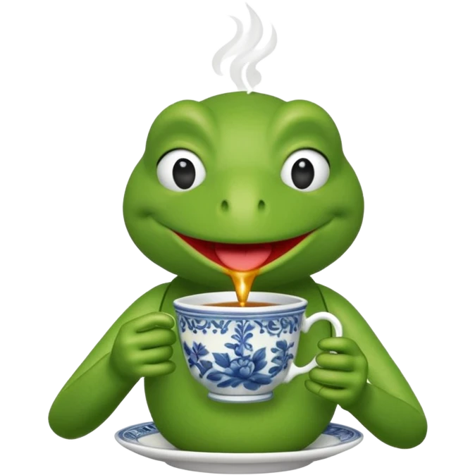 Kermit the frog sipping tea emoji