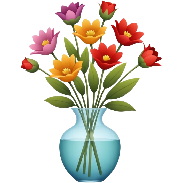 Minimalistic flat vector icon, iOS style, thin black contour on white background. Flower bouquet arranged in a simple vase. Clean, elegant, no text, no shadows.
 emoji