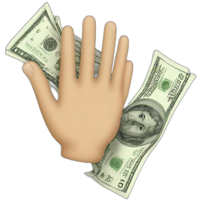 mano tirando billetes emoji