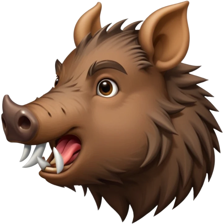 Wild boar face side view with extremely long tusks emoji realistic emoji
