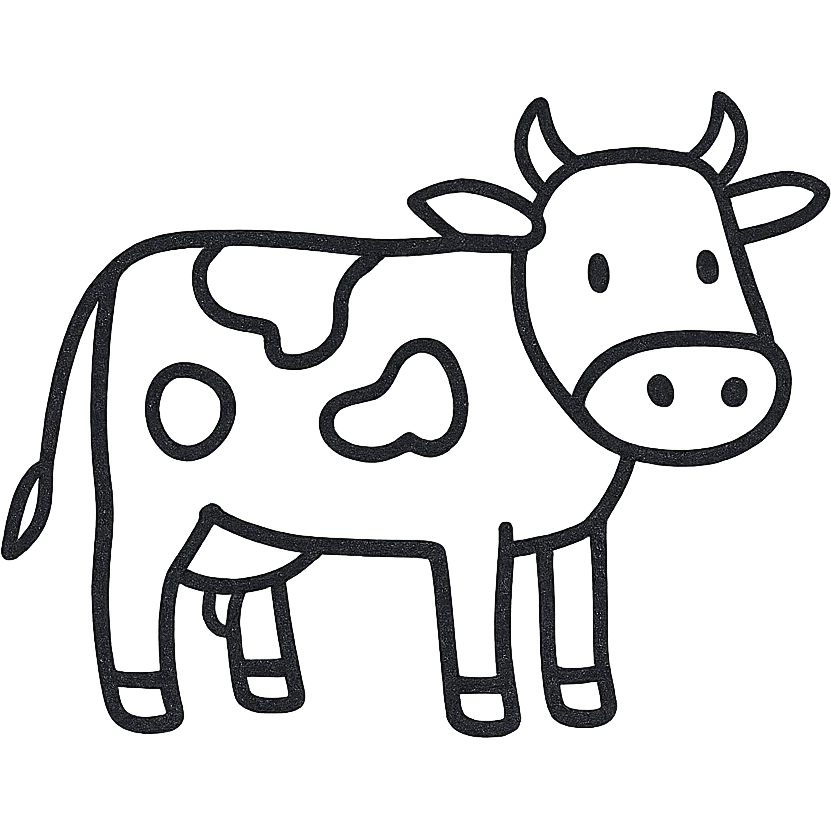 simple outlined cow hand drawn style emoji