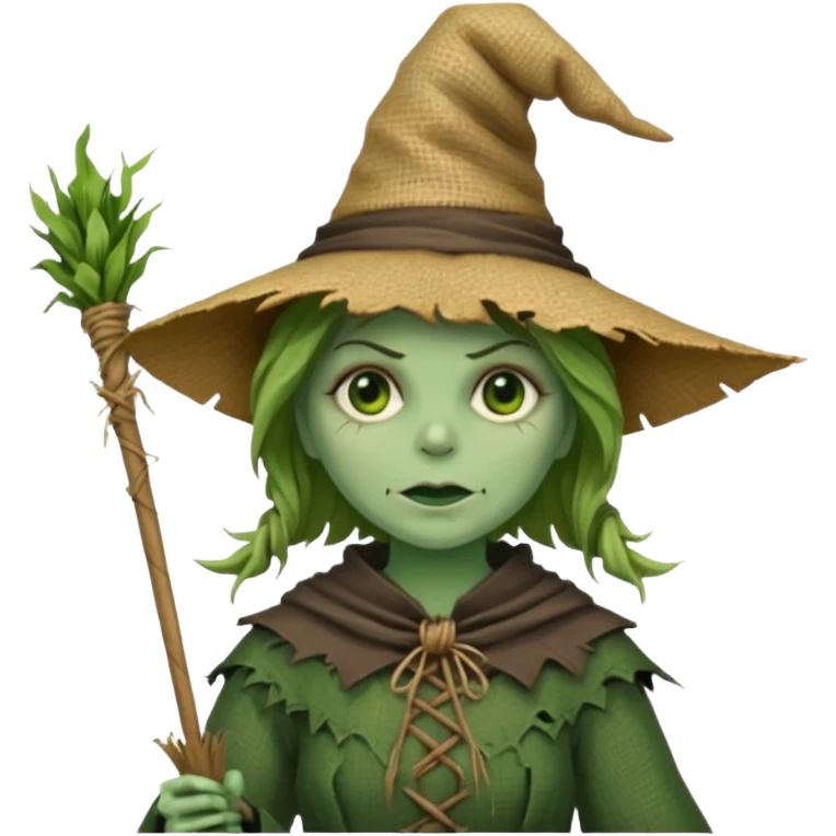 witch Scarecrow on stick emoji
