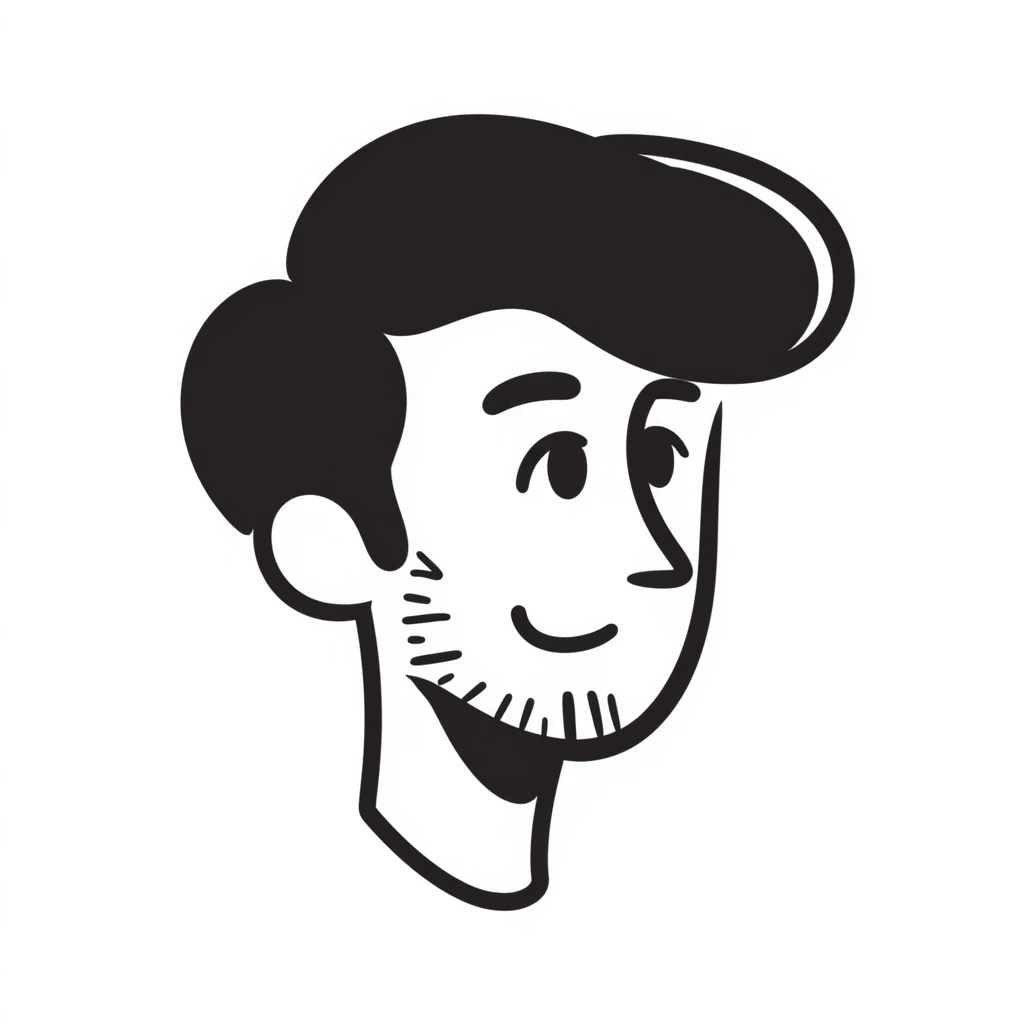 a man's face in his late 20s, hand drawn doodle style emoji