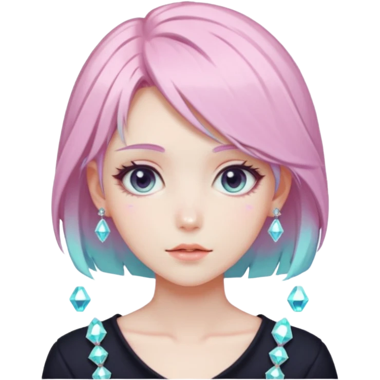 Gorgeous Beautiful Anime-Pastel-Lady with crystals aesthetic emoji
