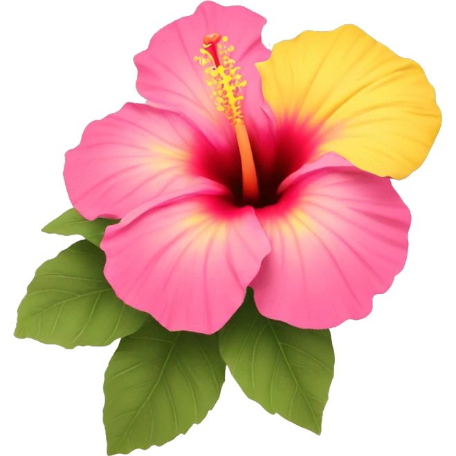 yellow and pink hibiscus flower emoji