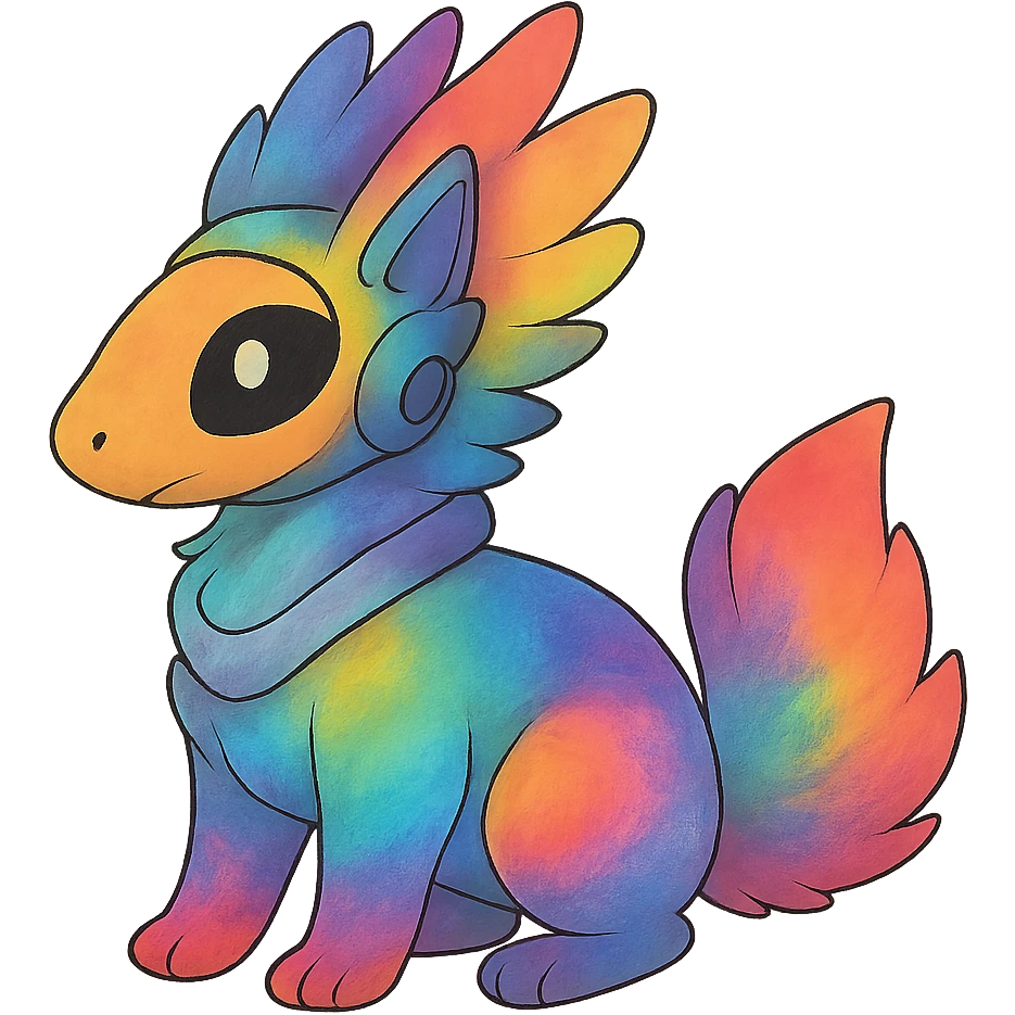 exotic tropical iridescent colorful nebula rainbow gradients cyber-Protogen-Fakémon-Pokémon emoji