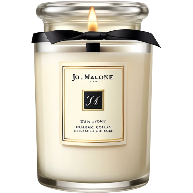 Elegant Jo Malone luxury candle in a clear glass jar with a simple label and a burning flame emoji