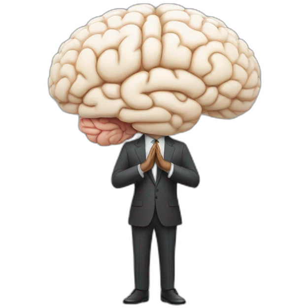 brain praying with two hands and closed eyes in suit emoji