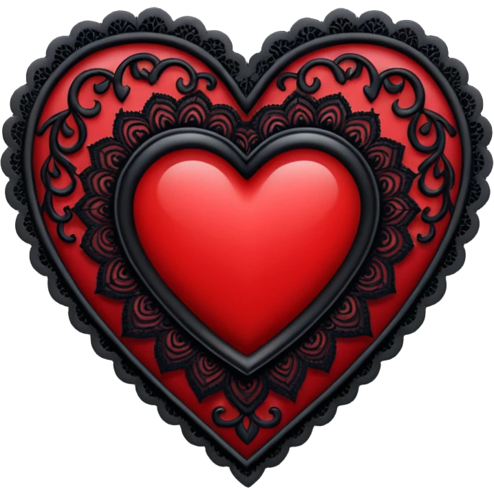 heart with gothic black lace trim emoji