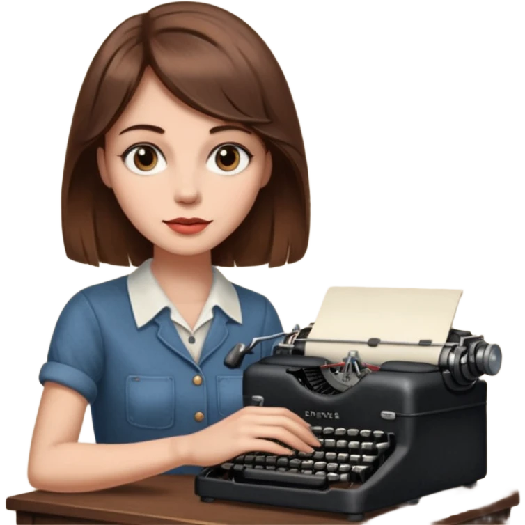 woman with vintage typewriter emoji