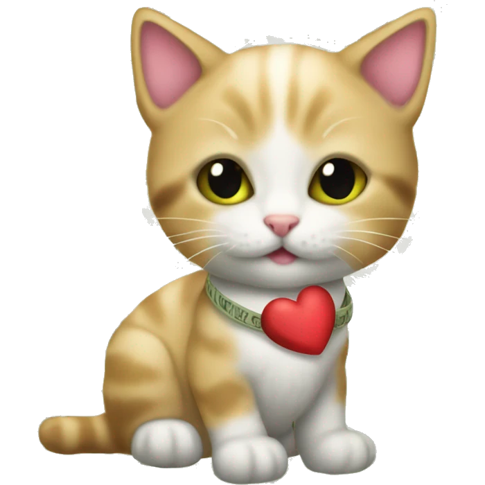 kitten with money and hearts emoji