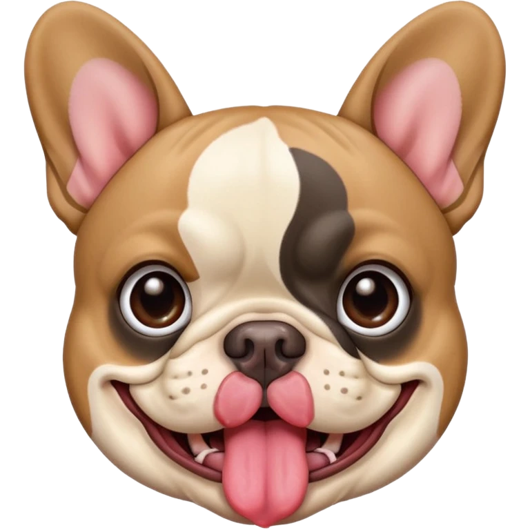 French bulldog making a confused face while sticking out its tongue emoji