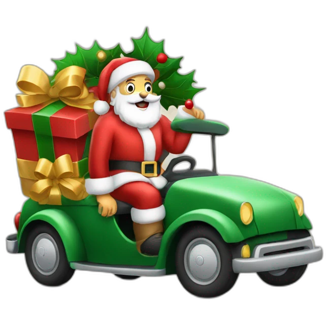 Santa clou en su carro navideño emoji