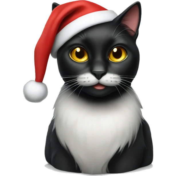Black cat wearing Santa hat  emoji