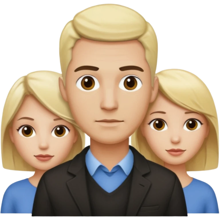 Two blonde women and a man with skin head and dark hair  emoji