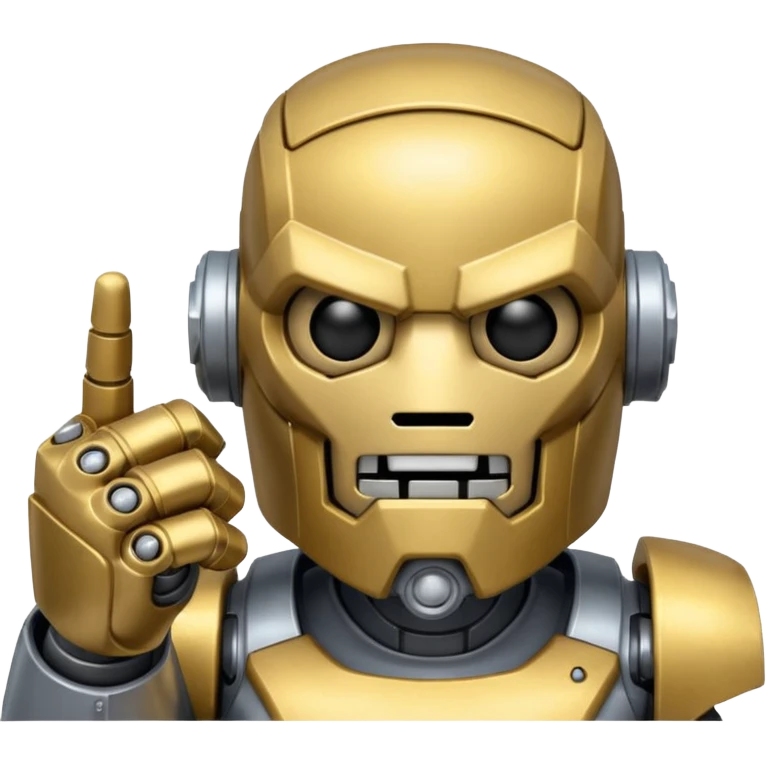 create an emoji with blitzcrank  (the league of legends champion)face in a sigma gigachad version that does the pose where u put ur index finger on top of your mouth to tell enemies to shut up or to signal that u mewing emoji