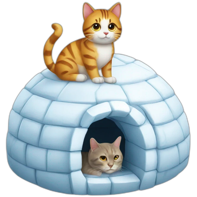 igloo with cat on top of it emoji
