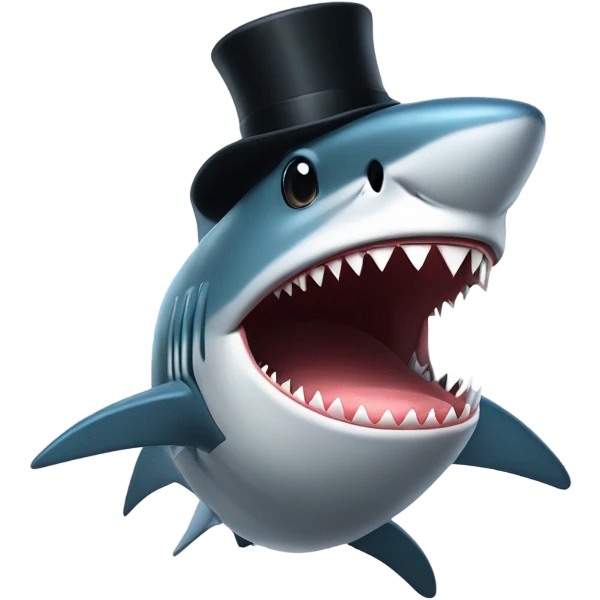 Shark with a top hat emoji