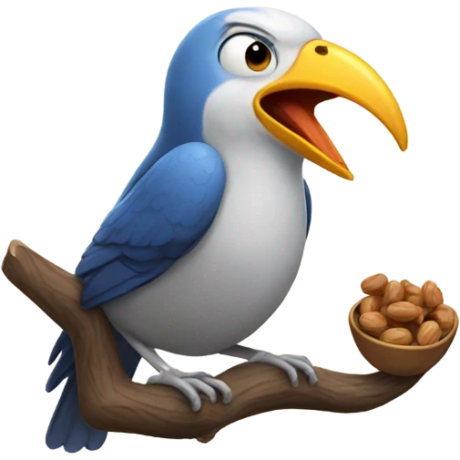 Bird eating nuts emoji