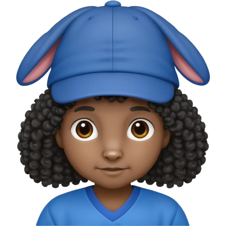 curly hair black rabbit with blue jersey and hat emoji