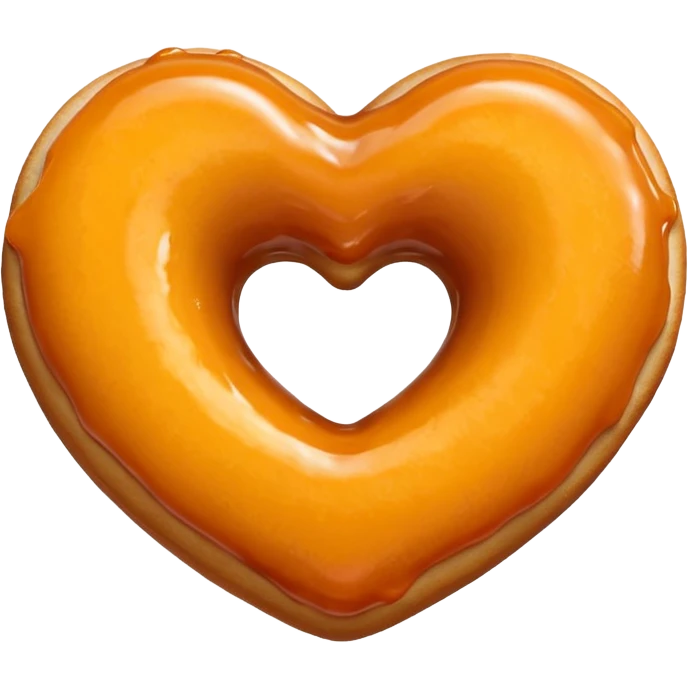 Realistic isolated heart shaped donut with orange & glaze. emoji