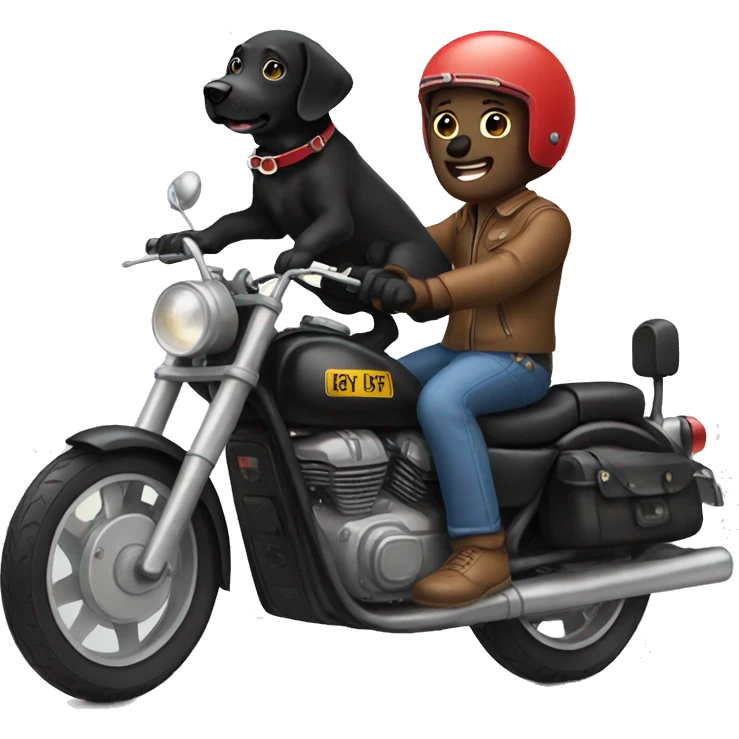 black lab riding motorbike emoji