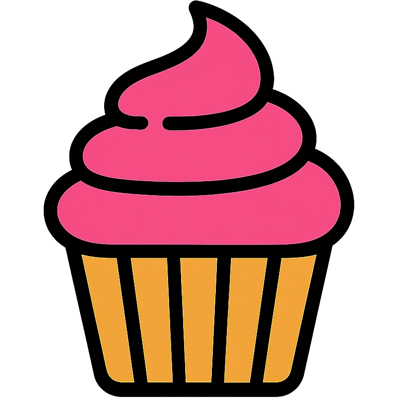 cupcake with pink icing, simple flat icon style emoji