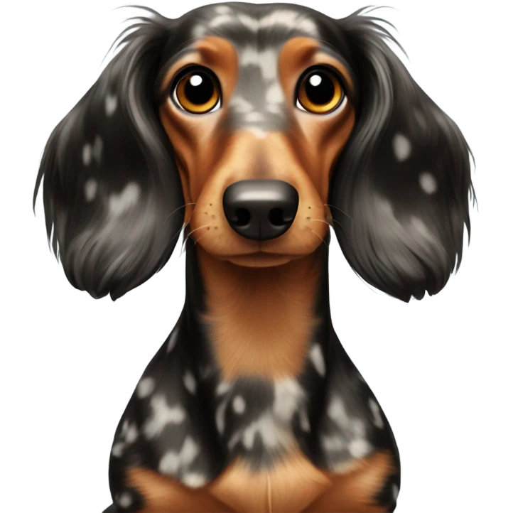 Long hair spotted wiener dog  emoji