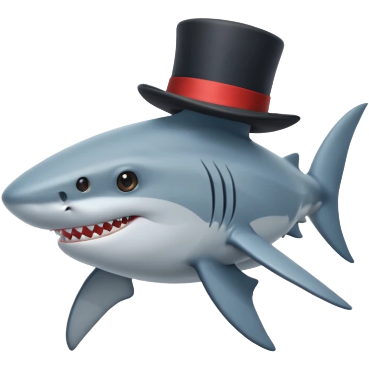 Shark with a top hat emoji