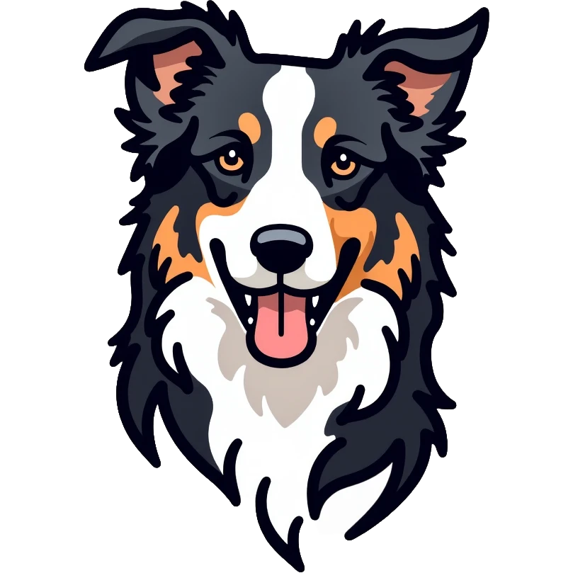 Border collie dog with only one black ear emoji