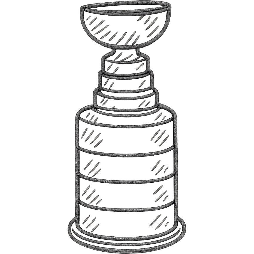 Stanley Cup trophy, hand-drawn sketch, black and white, textured emoji